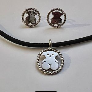 925 Silver Teddy Bear Pendant with Matching Earrings